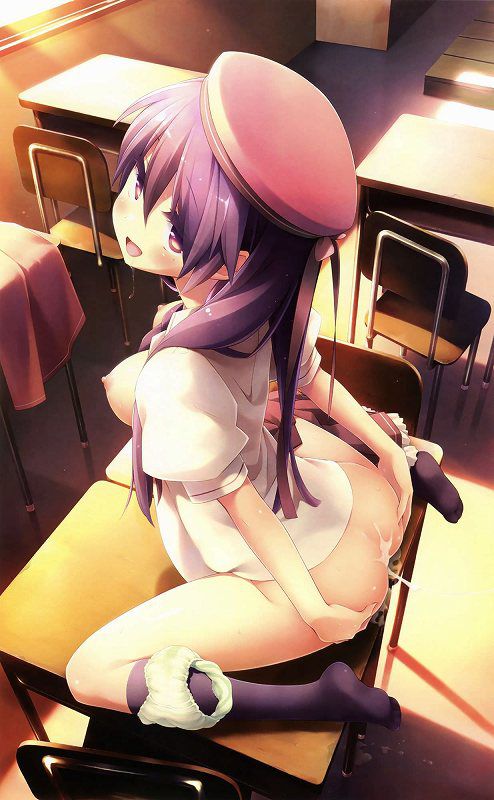 This is a two-dimensional erotic image of a girl who is getting naughty while the naughty w pants are stuck on one leg 30