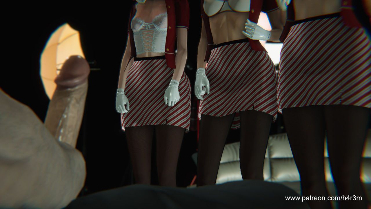 [h4r3m] The Layover (Stewardesses) - Foreplay 38