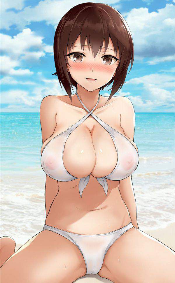 【Secondary erotic】 Here is the erotic image of girls who are exposing an obscene figure with a white swimsuit lewd 19
