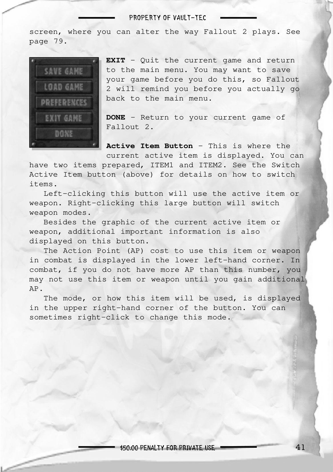 Fallout 2 - game manual 42