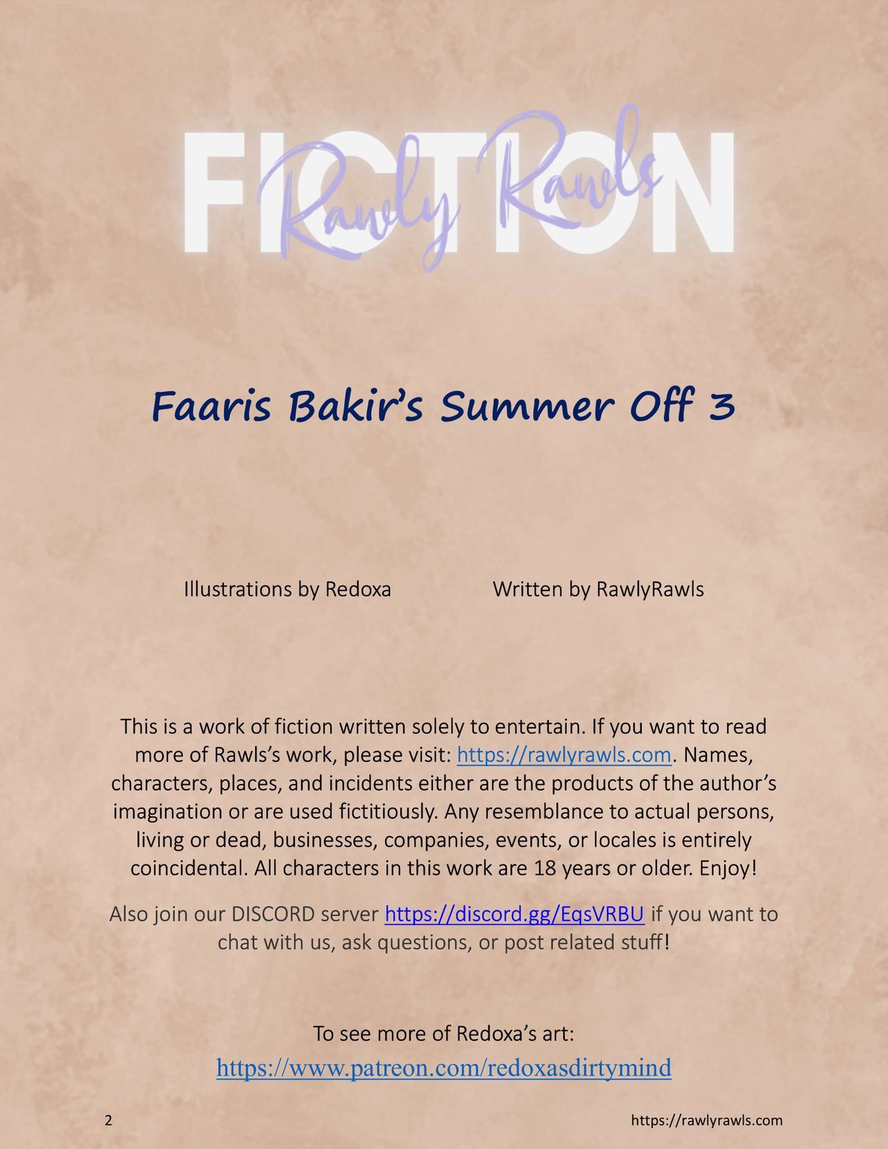 Faaris Bakir's Summer Off Chapter 3: Rawly Rawls Fiction 2