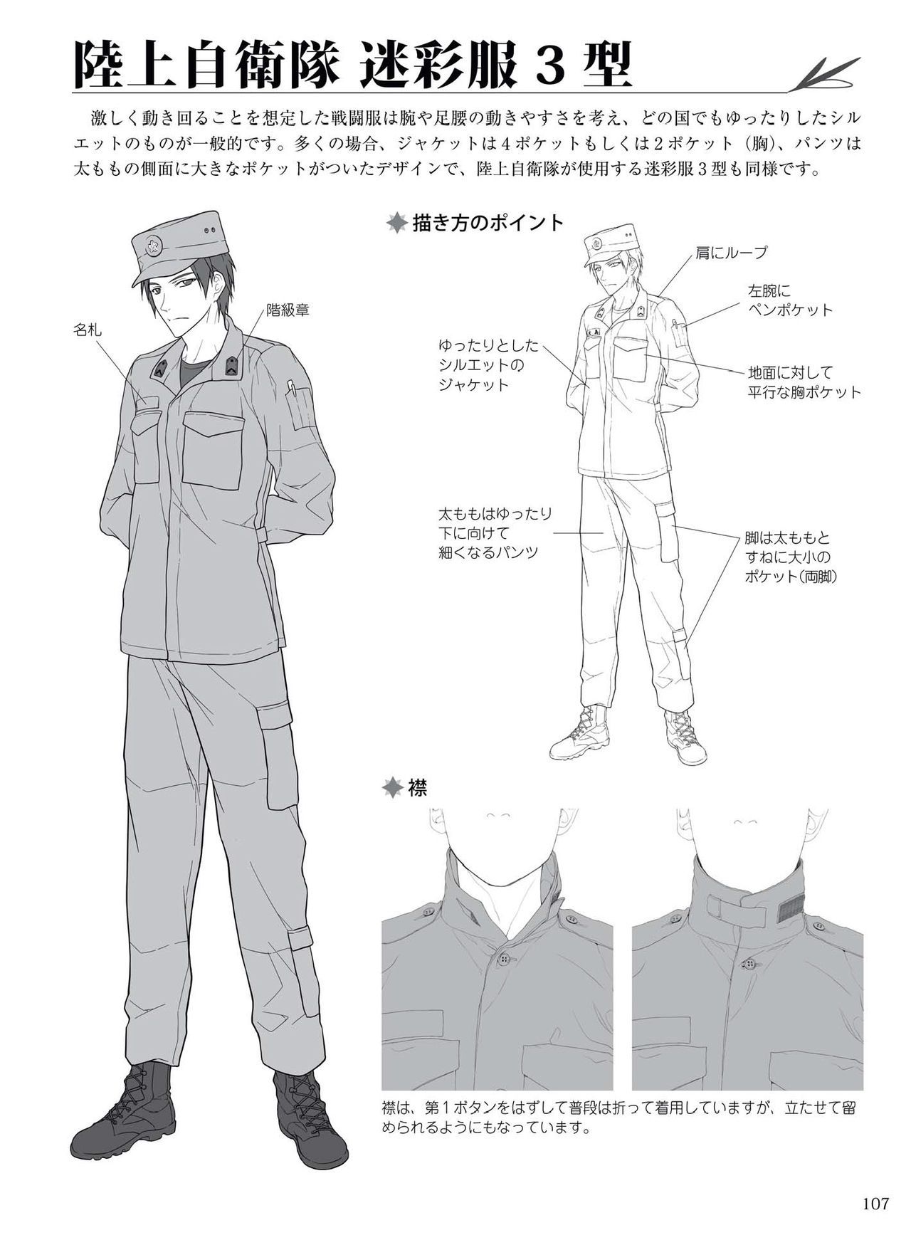 How to draw military uniforms and uniforms From Self-Defense Forces 軍服・制服の描き方 アメリカ軍・自衛隊の制服から戦闘服まで 110