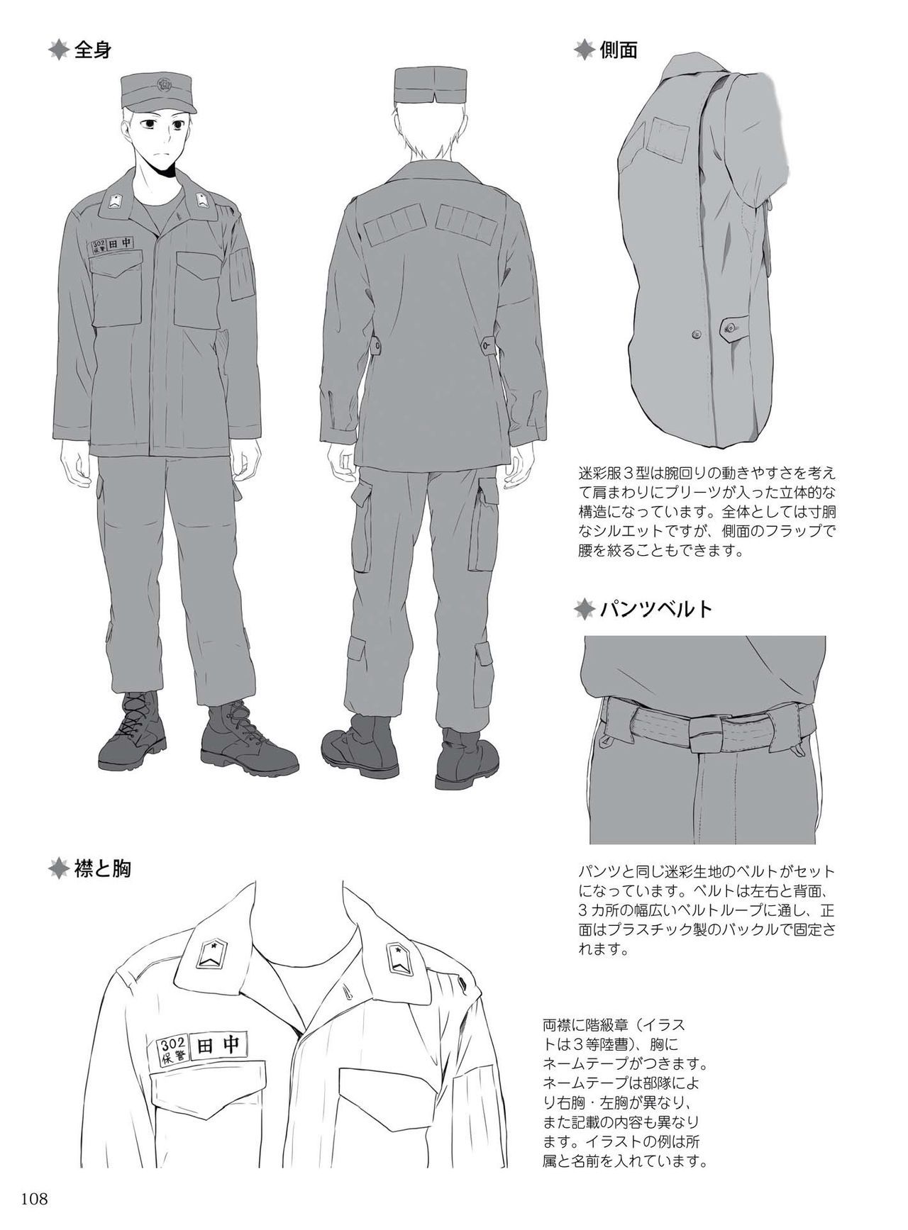 How to draw military uniforms and uniforms From Self-Defense Forces 軍服・制服の描き方 アメリカ軍・自衛隊の制服から戦闘服まで 111