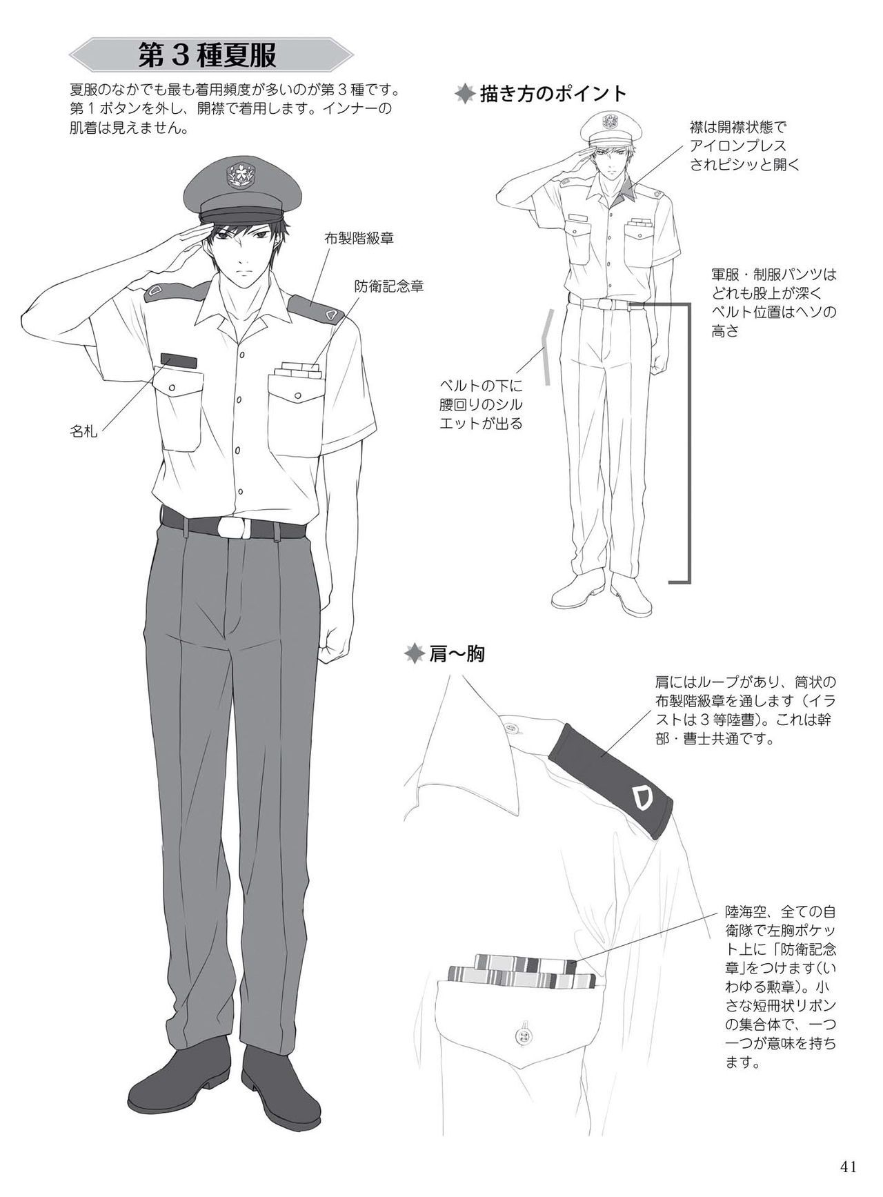 How to draw military uniforms and uniforms From Self-Defense Forces 軍服・制服の描き方 アメリカ軍・自衛隊の制服から戦闘服まで 44