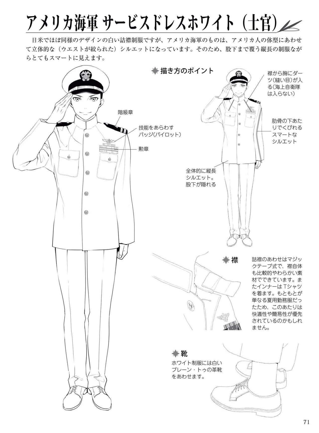 How to draw military uniforms and uniforms From Self-Defense Forces 軍服・制服の描き方 アメリカ軍・自衛隊の制服から戦闘服まで 74
