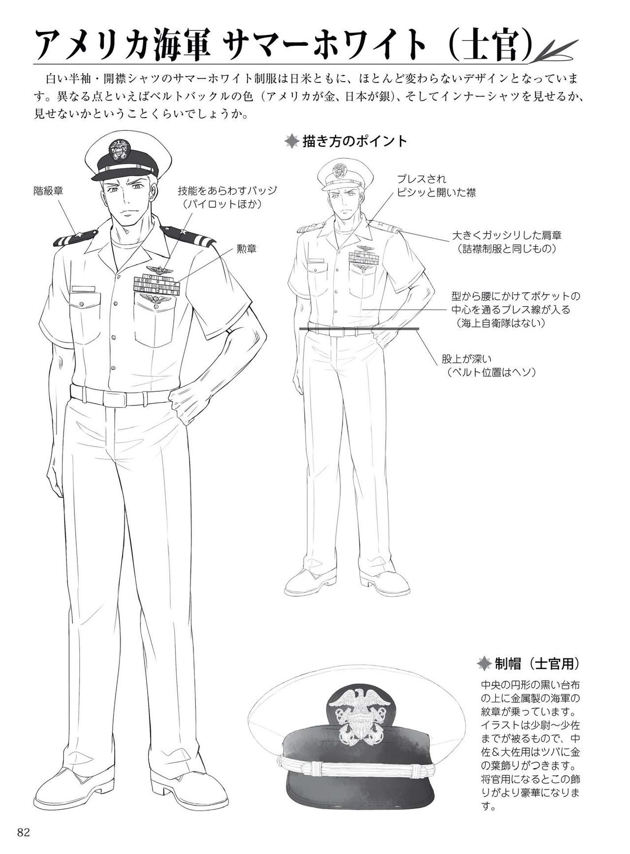 How to draw military uniforms and uniforms From Self-Defense Forces 軍服・制服の描き方 アメリカ軍・自衛隊の制服から戦闘服まで 85