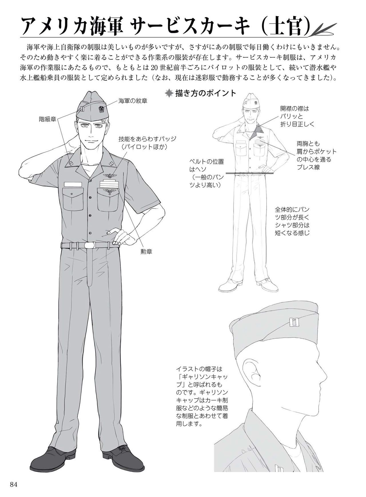 How to draw military uniforms and uniforms From Self-Defense Forces 軍服・制服の描き方 アメリカ軍・自衛隊の制服から戦闘服まで 87