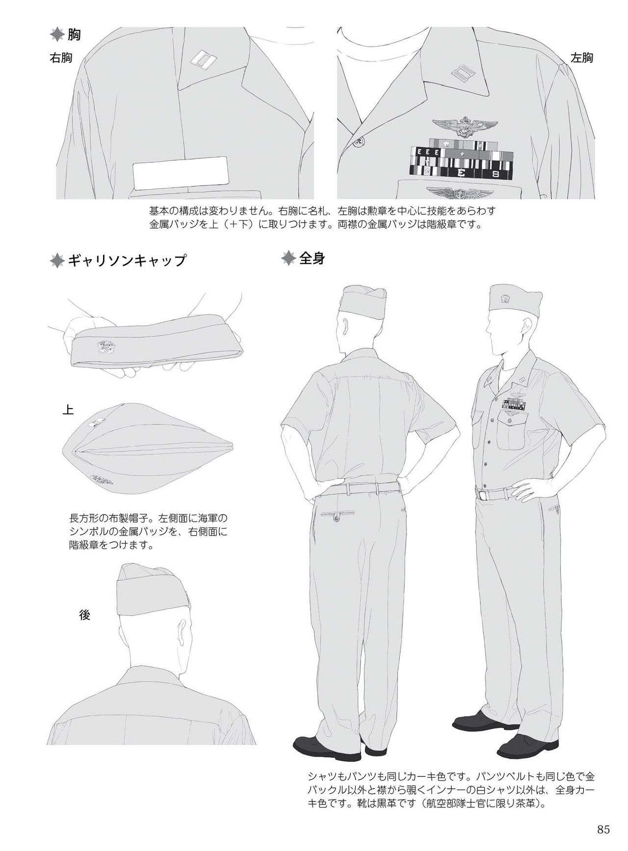 How to draw military uniforms and uniforms From Self-Defense Forces 軍服・制服の描き方 アメリカ軍・自衛隊の制服から戦闘服まで 88