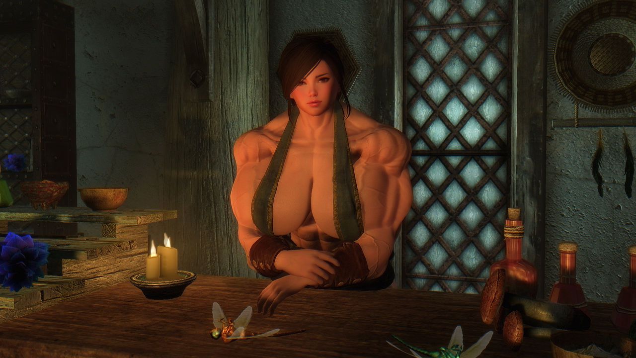 Muscle female mod for Skyrim (size bodies S-M-L-XL) 10