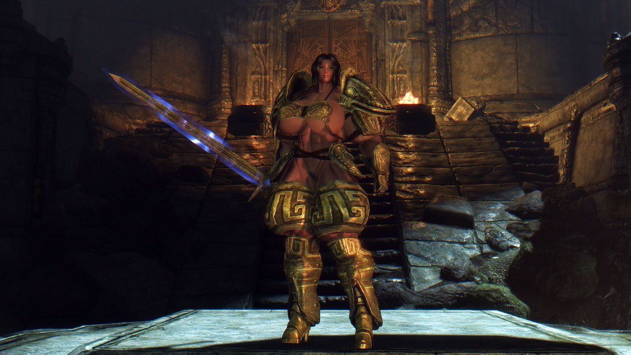 Muscle female mod for Skyrim (size bodies S-M-L-XL) 16