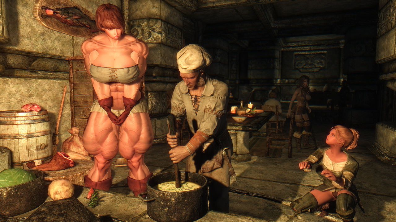 Muscle female mod for Skyrim (size bodies S-M-L-XL) 27