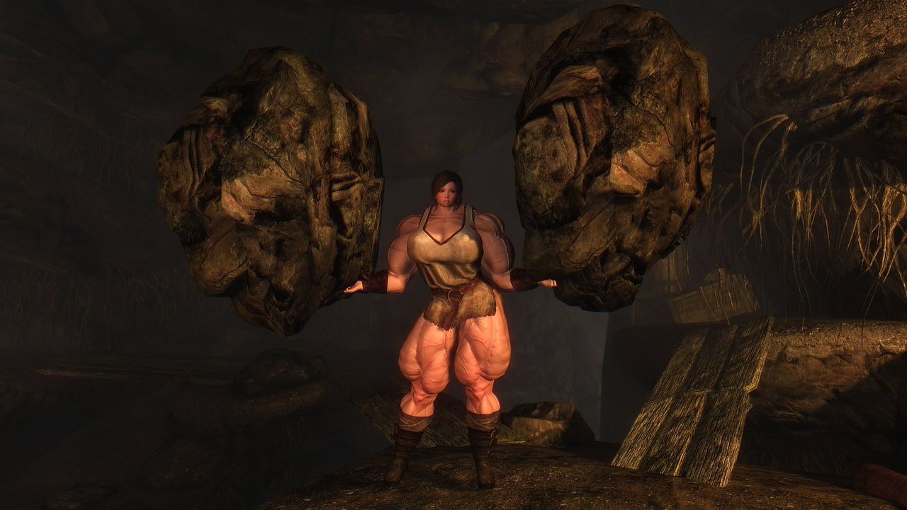 Muscle female mod for Skyrim (size bodies S-M-L-XL) 30
