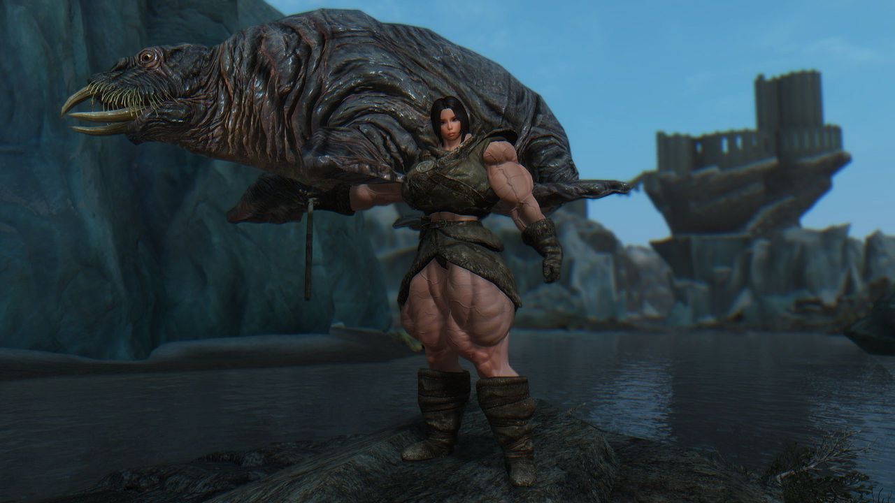 Muscle female mod for Skyrim (size bodies S-M-L-XL) 34