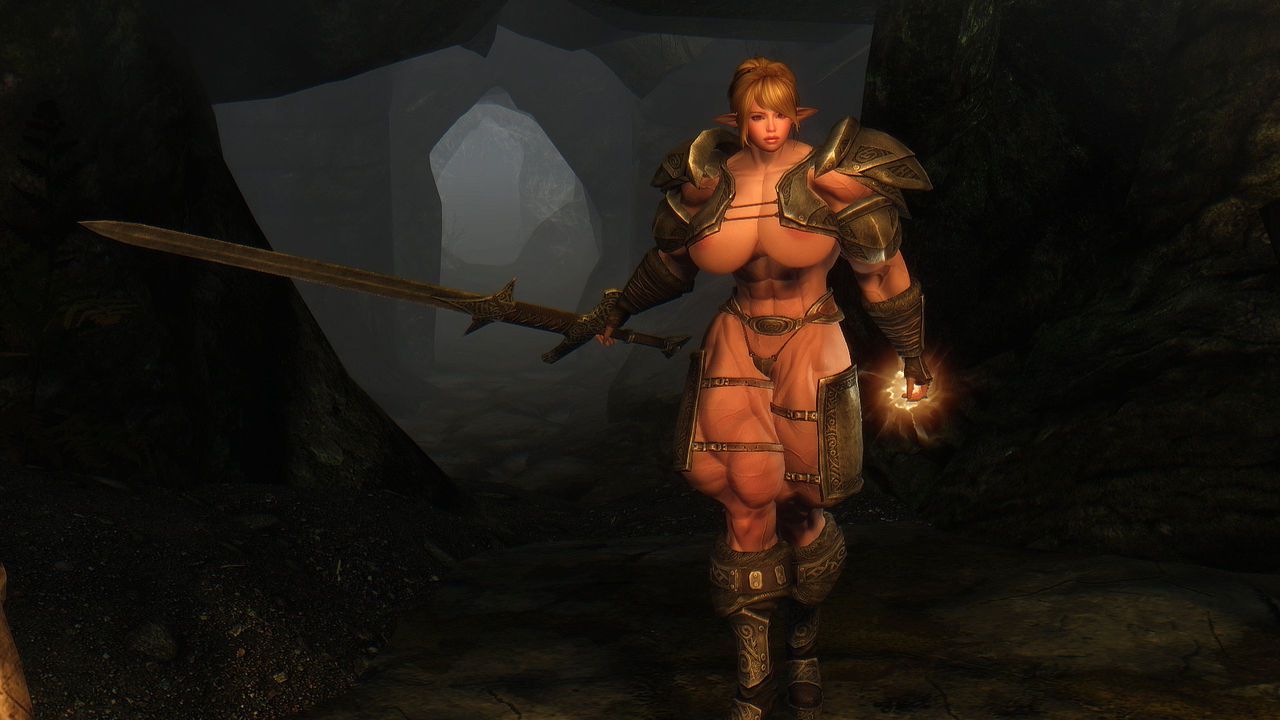 Muscle female mod for Skyrim (size bodies S-M-L-XL) 35