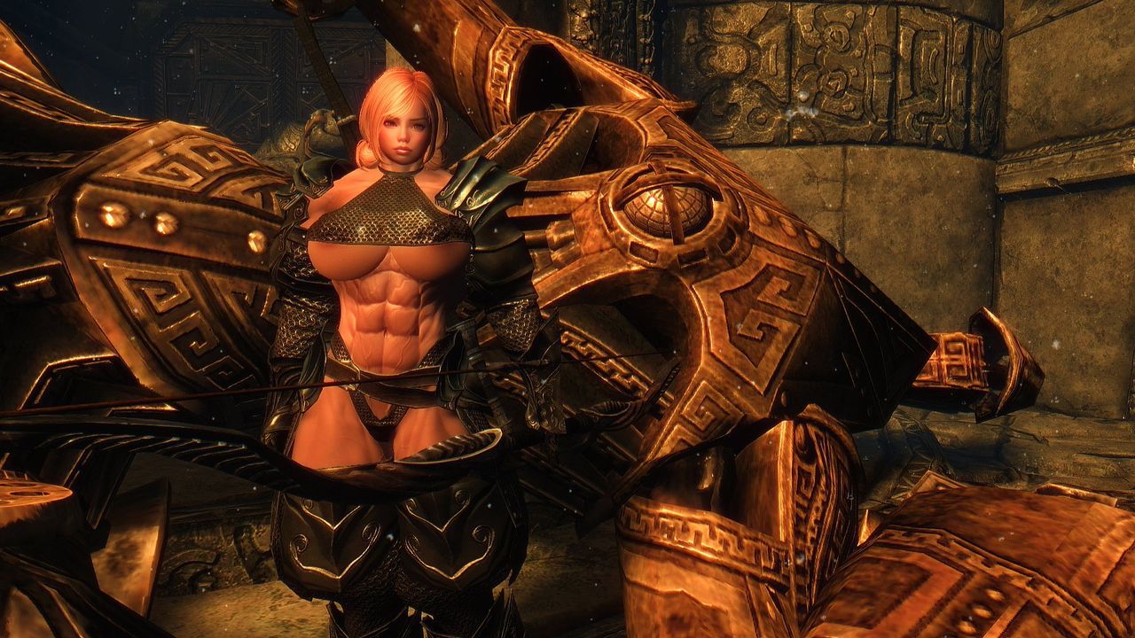 Muscle female mod for Skyrim (size bodies S-M-L-XL) 36