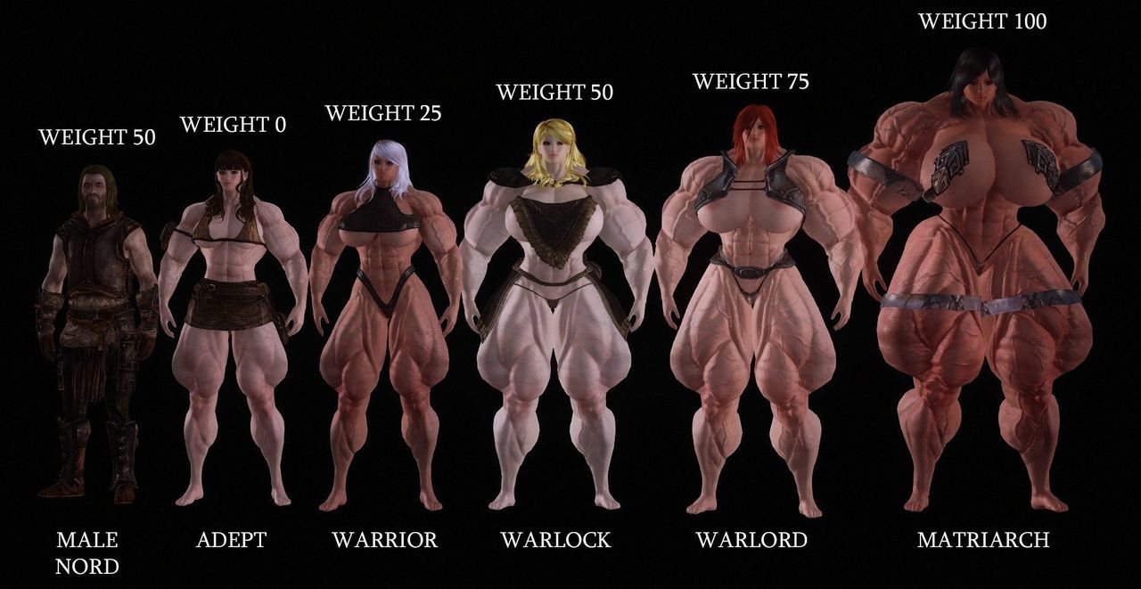 Muscle female mod for Skyrim (size bodies S-M-L-XL) 4