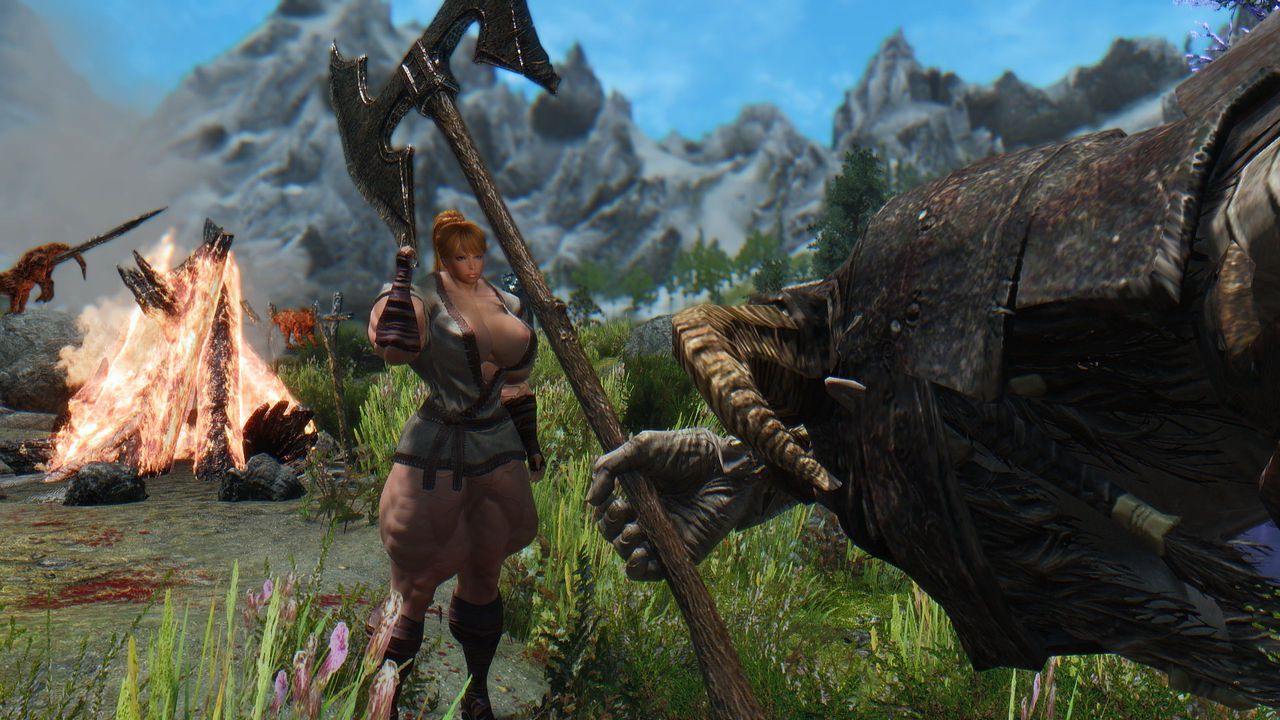 Muscle female mod for Skyrim (size bodies S-M-L-XL) 46
