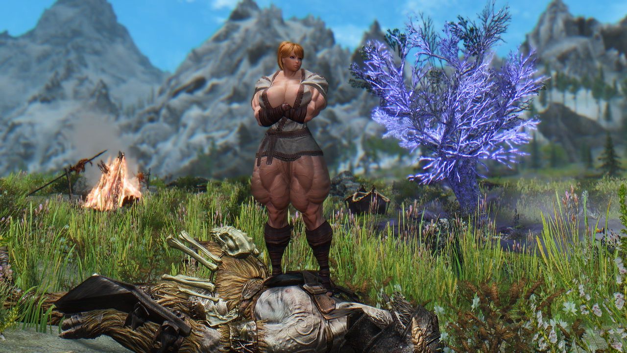 Muscle female mod for Skyrim (size bodies S-M-L-XL) 49