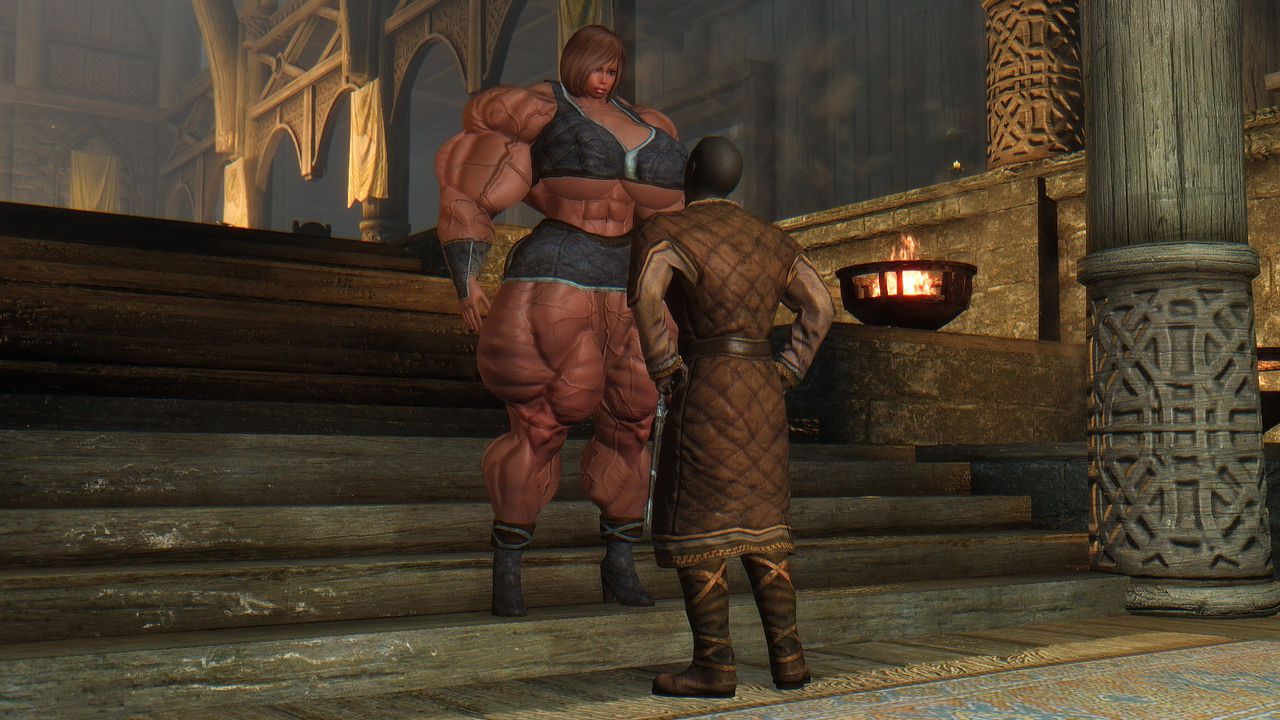 Muscle female mod for Skyrim (size bodies S-M-L-XL) 53