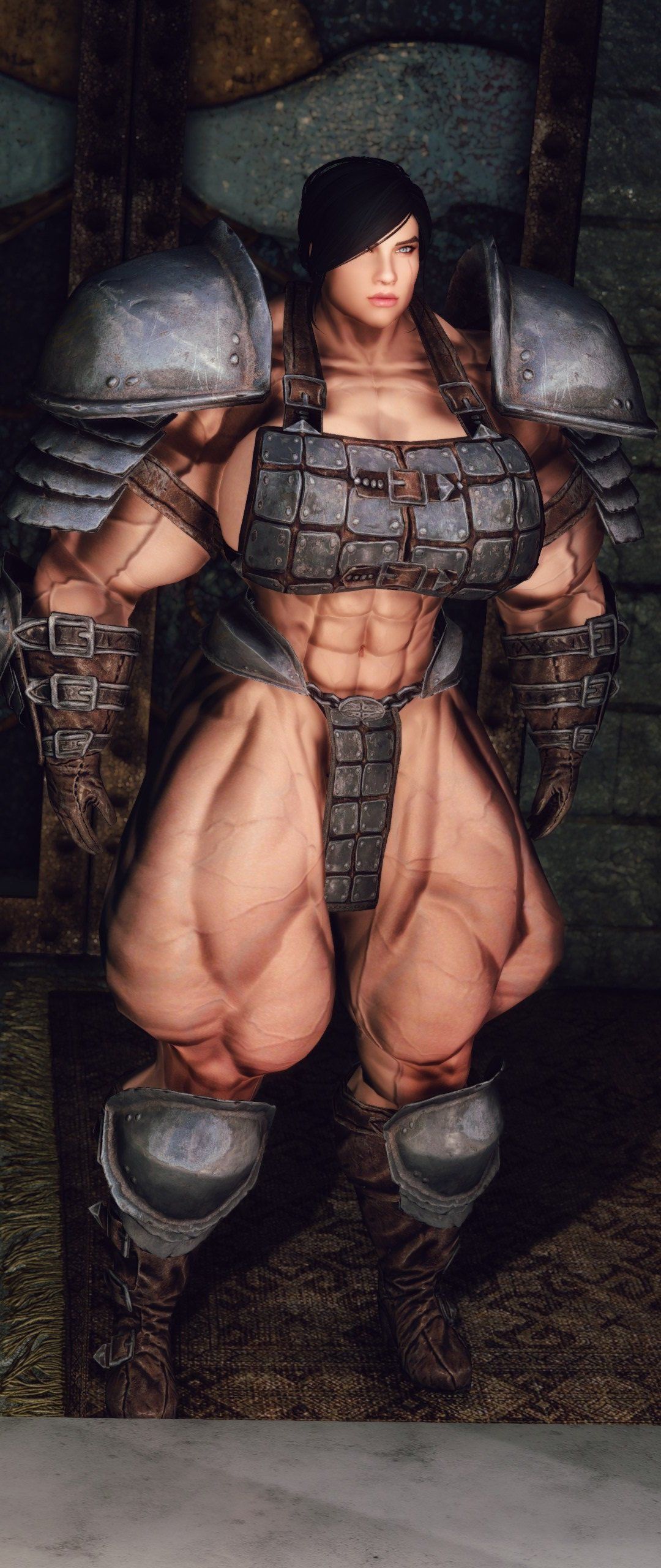 Muscle female mod for Skyrim (size bodies S-M-L-XL) 57