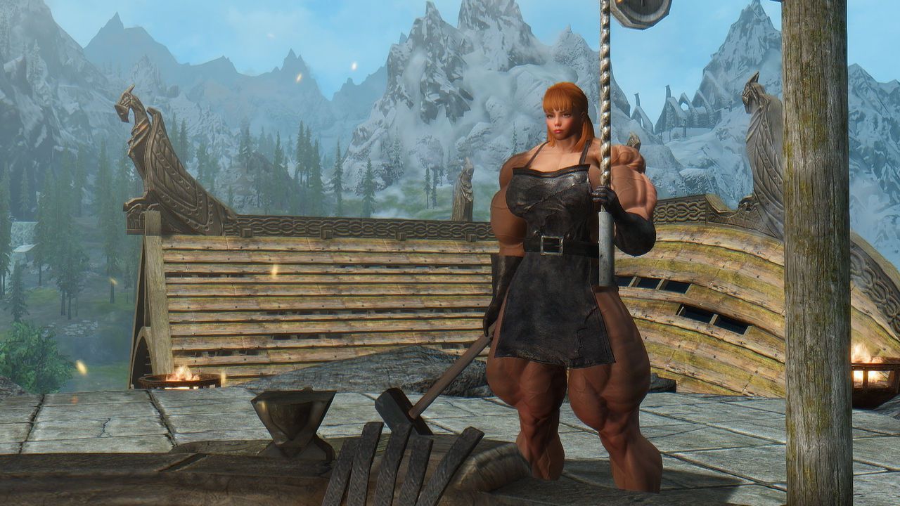 Muscle female mod for Skyrim (size bodies S-M-L-XL) 66