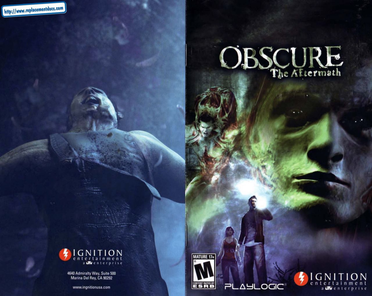 Obscure - The Aftermath (PlayStation 2) Game Manual 1