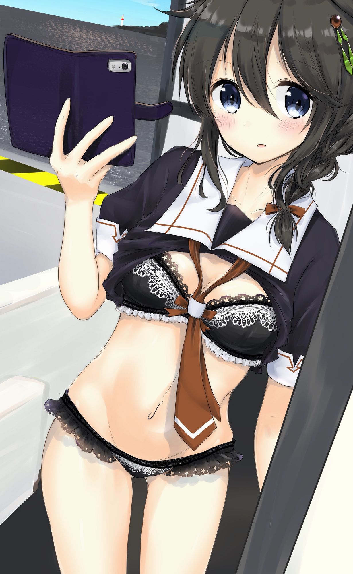 【Secondary erotic】 Here is an erotic image of a girl wearing cute underwear and swimsuit with frills 8