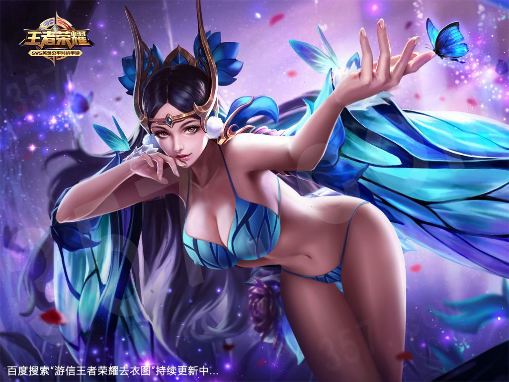 female heros removing clothes of Honor of Kings ;游信-女英雄王者荣耀去衣图 34