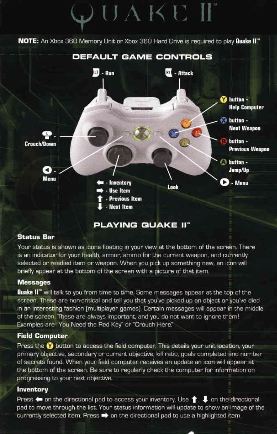 Quake 4 (Xbox 360) Game Manual 14