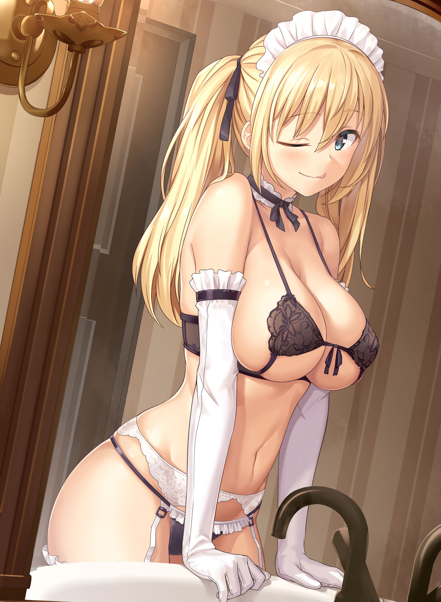 Erotic anime summary Erotic image collection of beautiful girls wearing sexy black underwear [50 sheets] 17