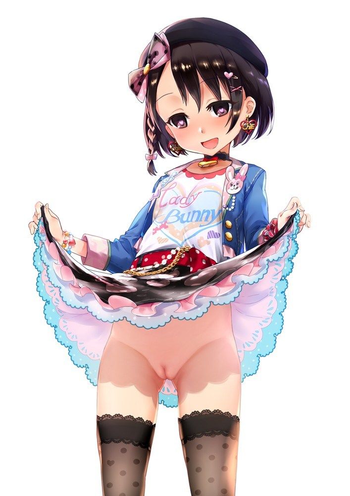 Two-dimensional erotic image w of a nasty loli girl who has a background that is raising a skirt while showing a shy expression 9