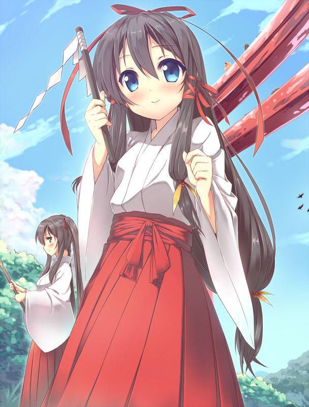 I want to make one shot with the image of a shrine maiden 9