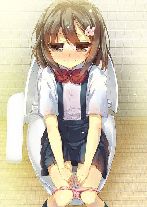 Western-style toilet !!! It's too much of a girl sitting and peeing! 2D erotic image called 11