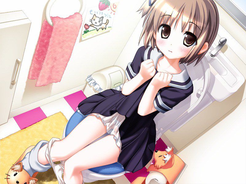 Western-style toilet !!! It's too much of a girl sitting and peeing! 2D erotic image called 18