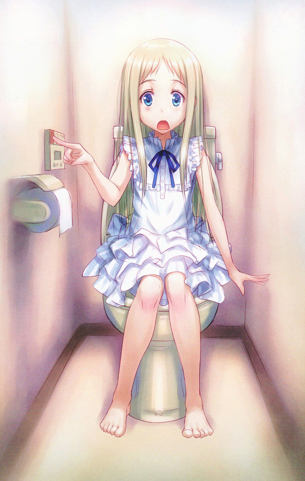 Western-style toilet !!! It's too much of a girl sitting and peeing! 2D erotic image called 29