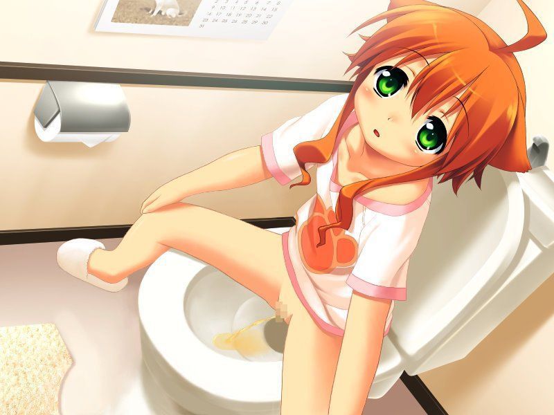Western-style toilet !!! It's too much of a girl sitting and peeing! 2D erotic image called 4