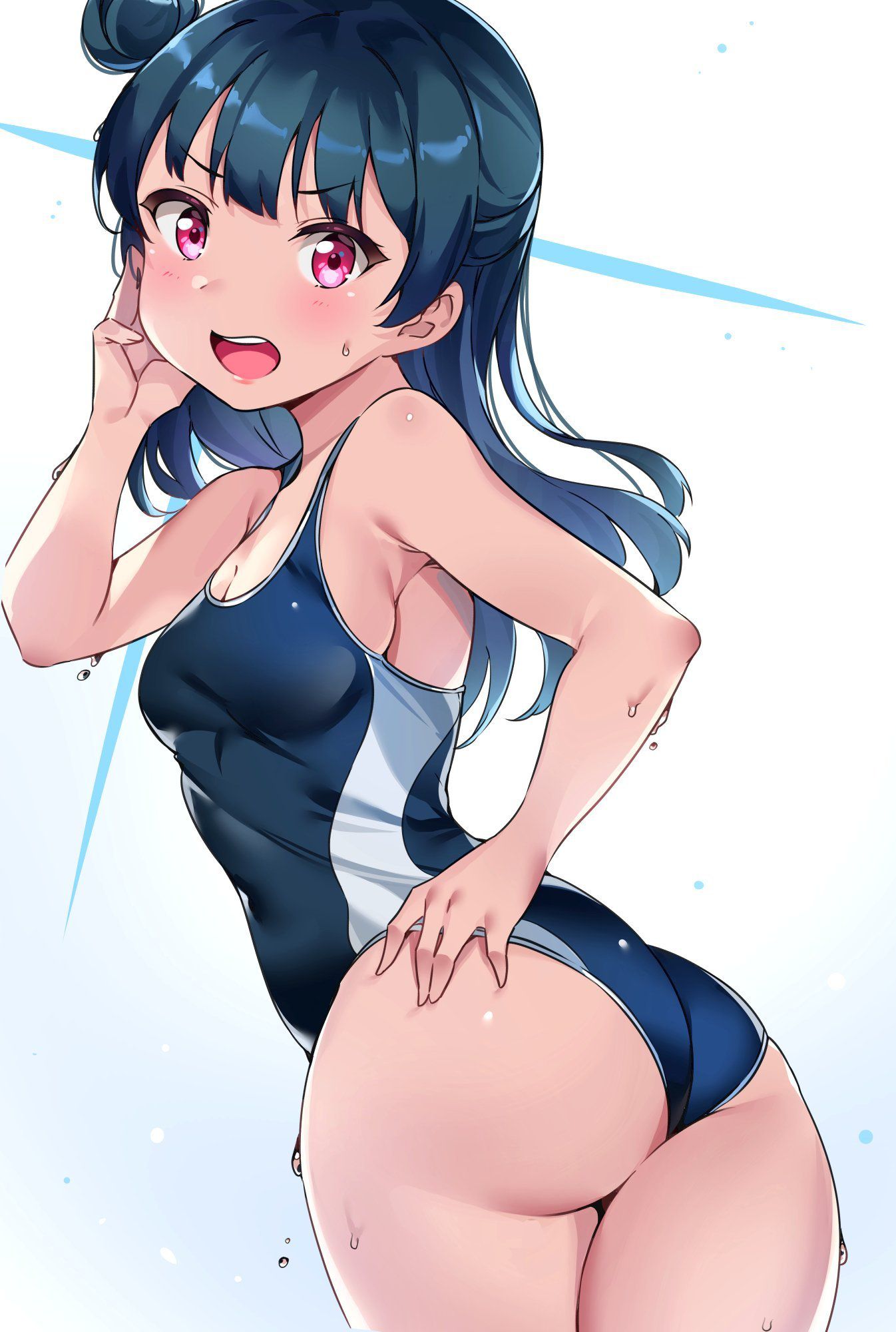 Isn't the new use of swimming swimsuits not underwater, but athletics? Two-dimensional erotic image of a sexy girl in a swimsuit that makes you think 3