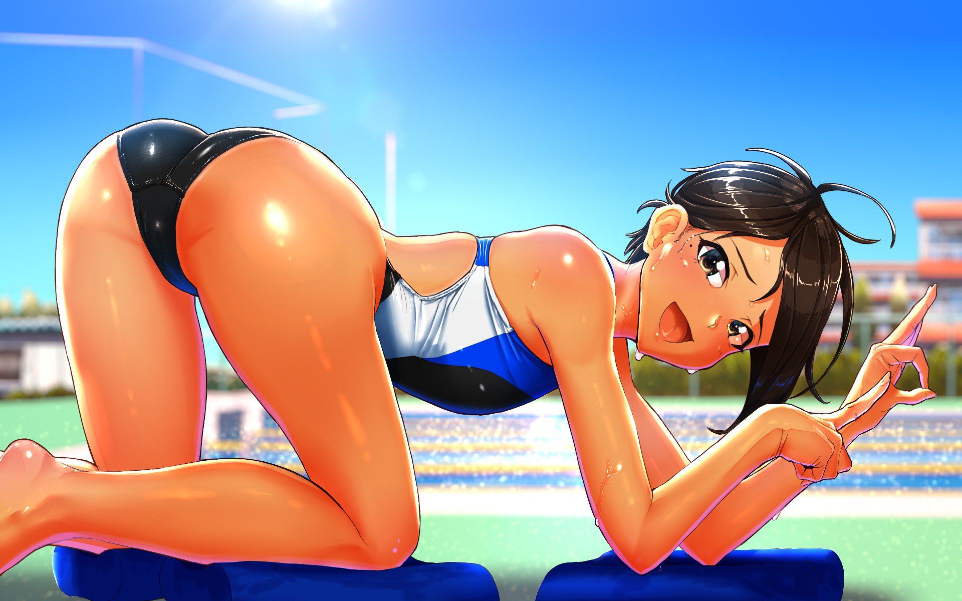Isn't the new use of swimming swimsuits not underwater, but athletics? Two-dimensional erotic image of a sexy girl in a swimsuit that makes you think 30