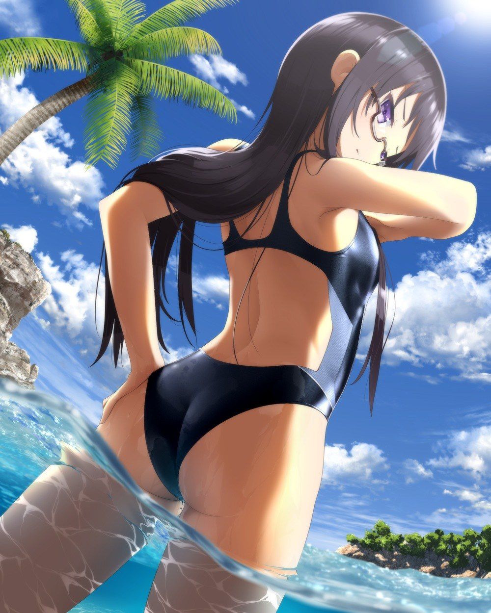 Isn't the new use of swimming swimsuits not underwater, but athletics? Two-dimensional erotic image of a sexy girl in a swimsuit that makes you think 31