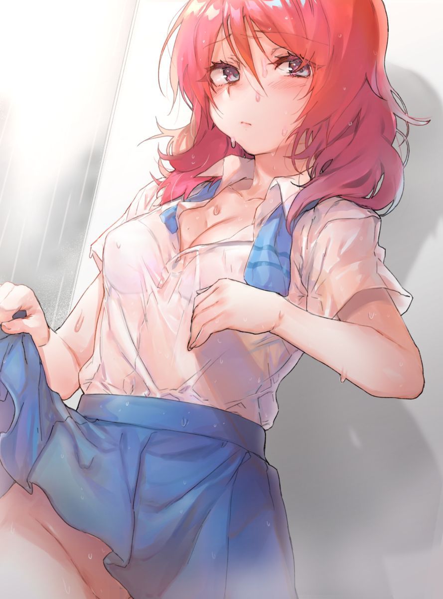 【Secondary erotic】 Here is the wet sheer erotic image of a girl who got drenched so that it became sheer 11