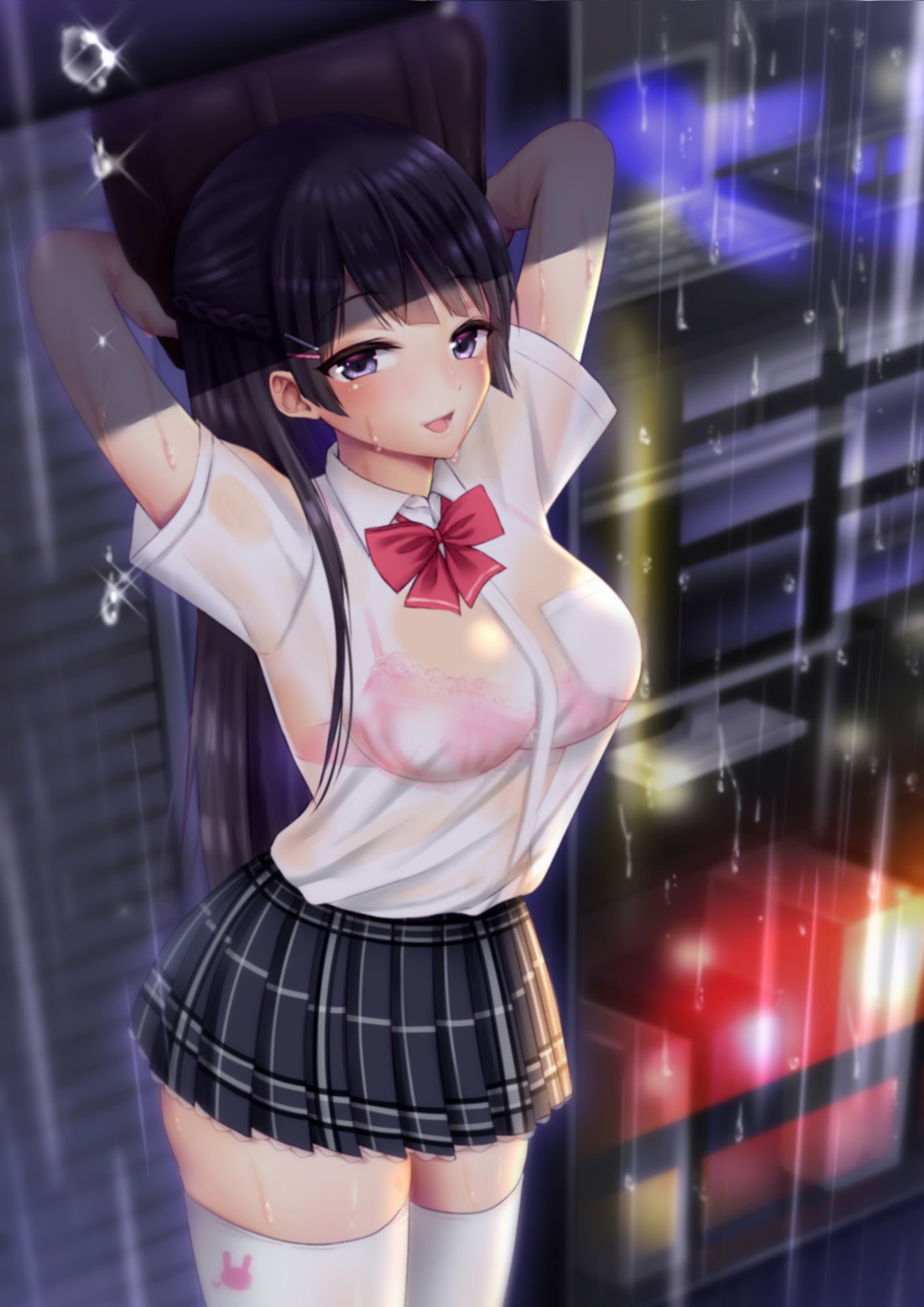 【Secondary erotic】 Here is the wet sheer erotic image of a girl who got drenched so that it became sheer 15