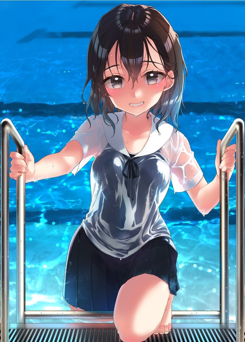 【Secondary erotic】 Here is the wet sheer erotic image of a girl who got drenched so that it became sheer 3