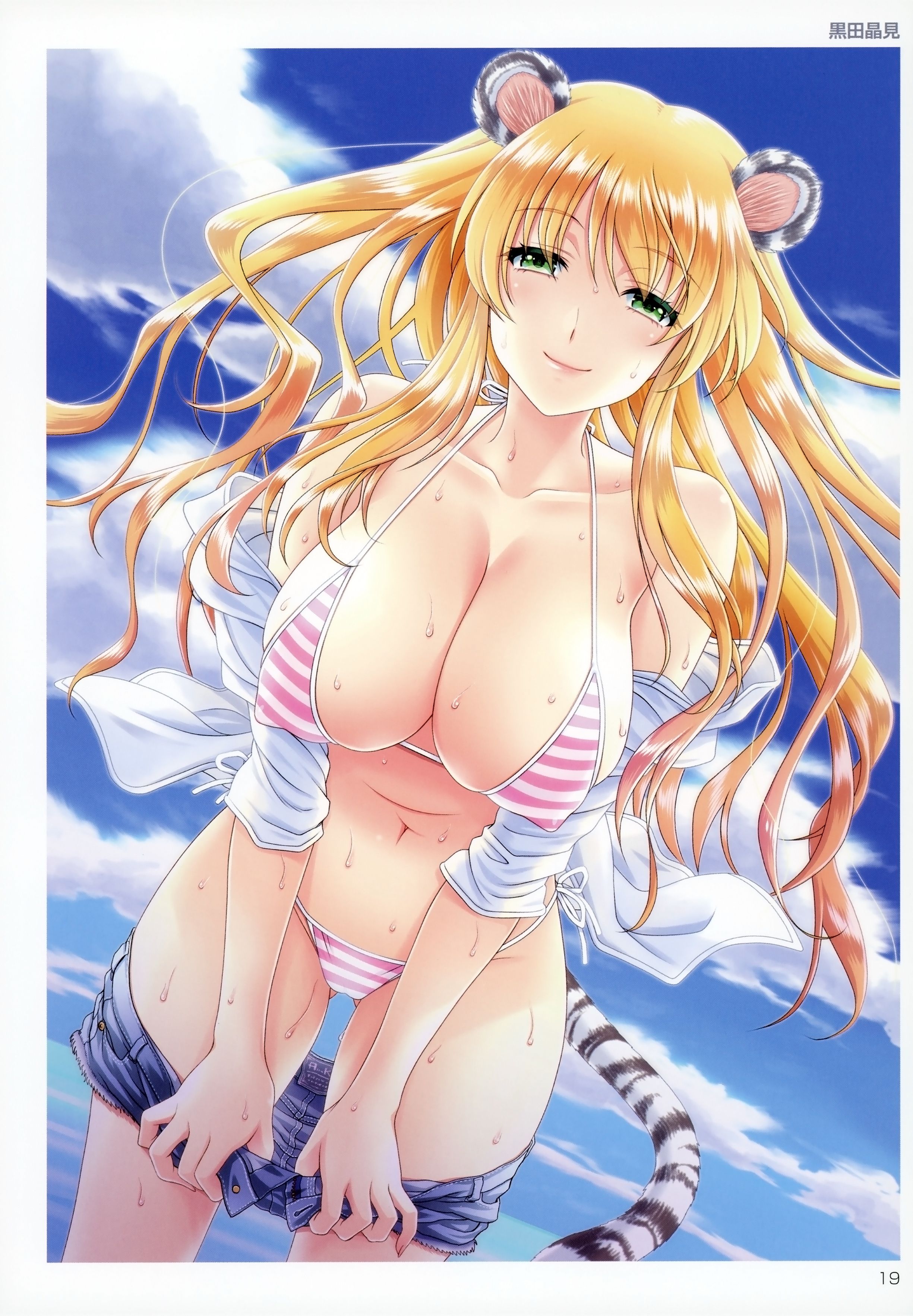 Erotic anime summary erotic images of beautiful girls wearing striped bikinis [50 photos] 10