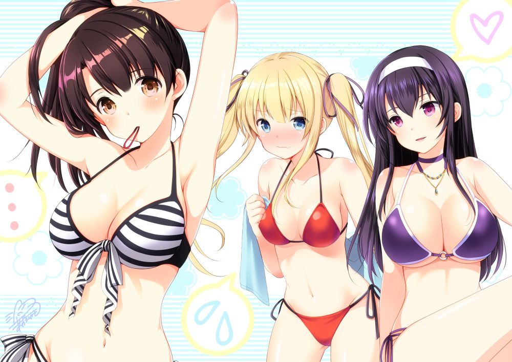 Erotic anime summary erotic images of beautiful girls wearing striped bikinis [50 photos] 23