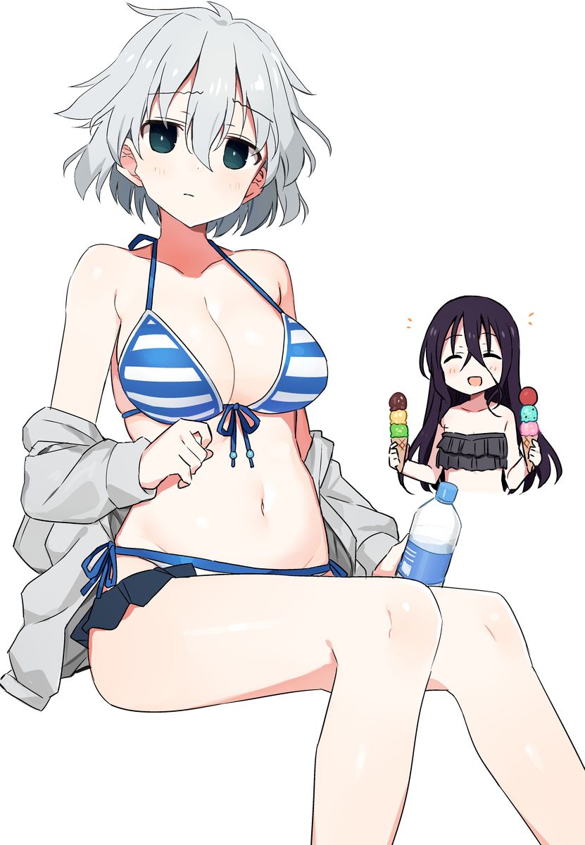 Erotic anime summary erotic images of beautiful girls wearing striped bikinis [50 photos] 44