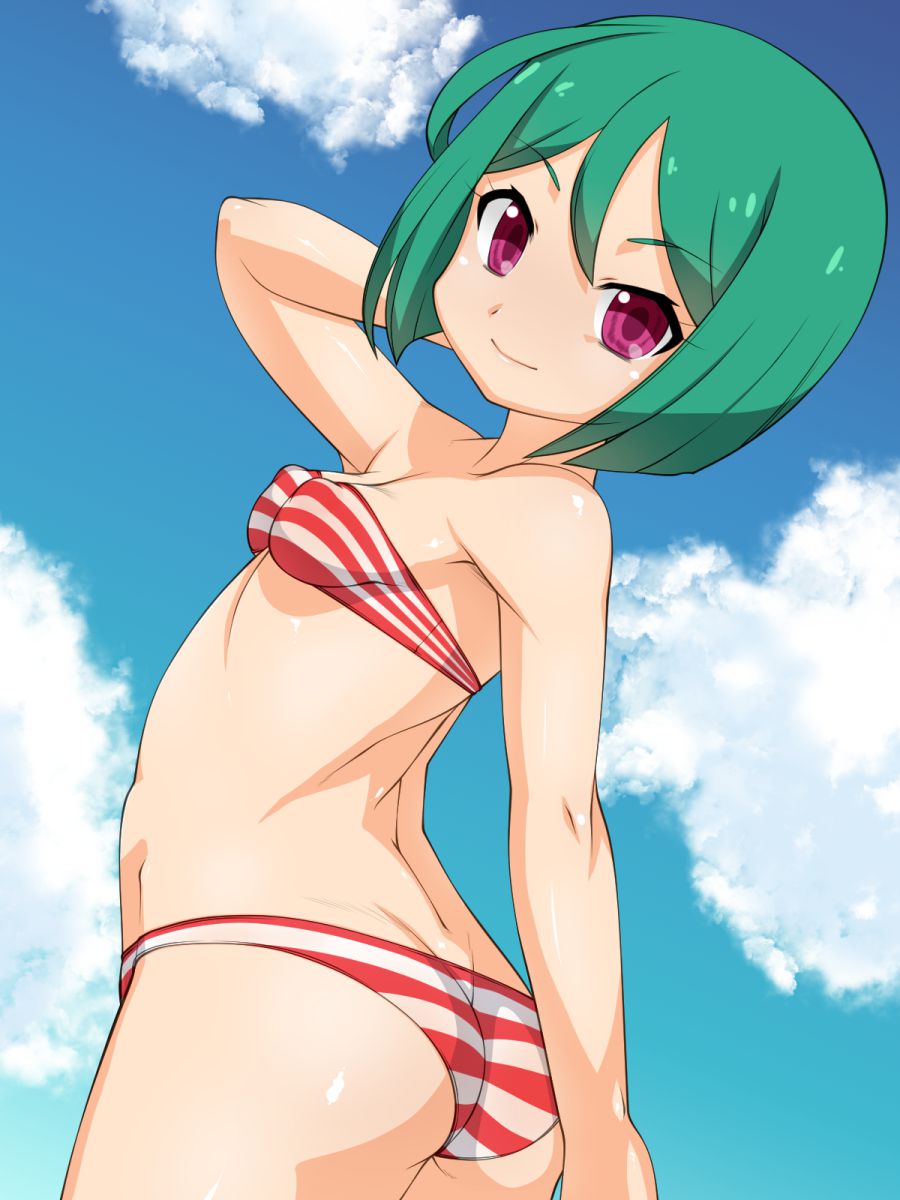 Erotic anime summary erotic images of beautiful girls wearing striped bikinis [50 photos] 45