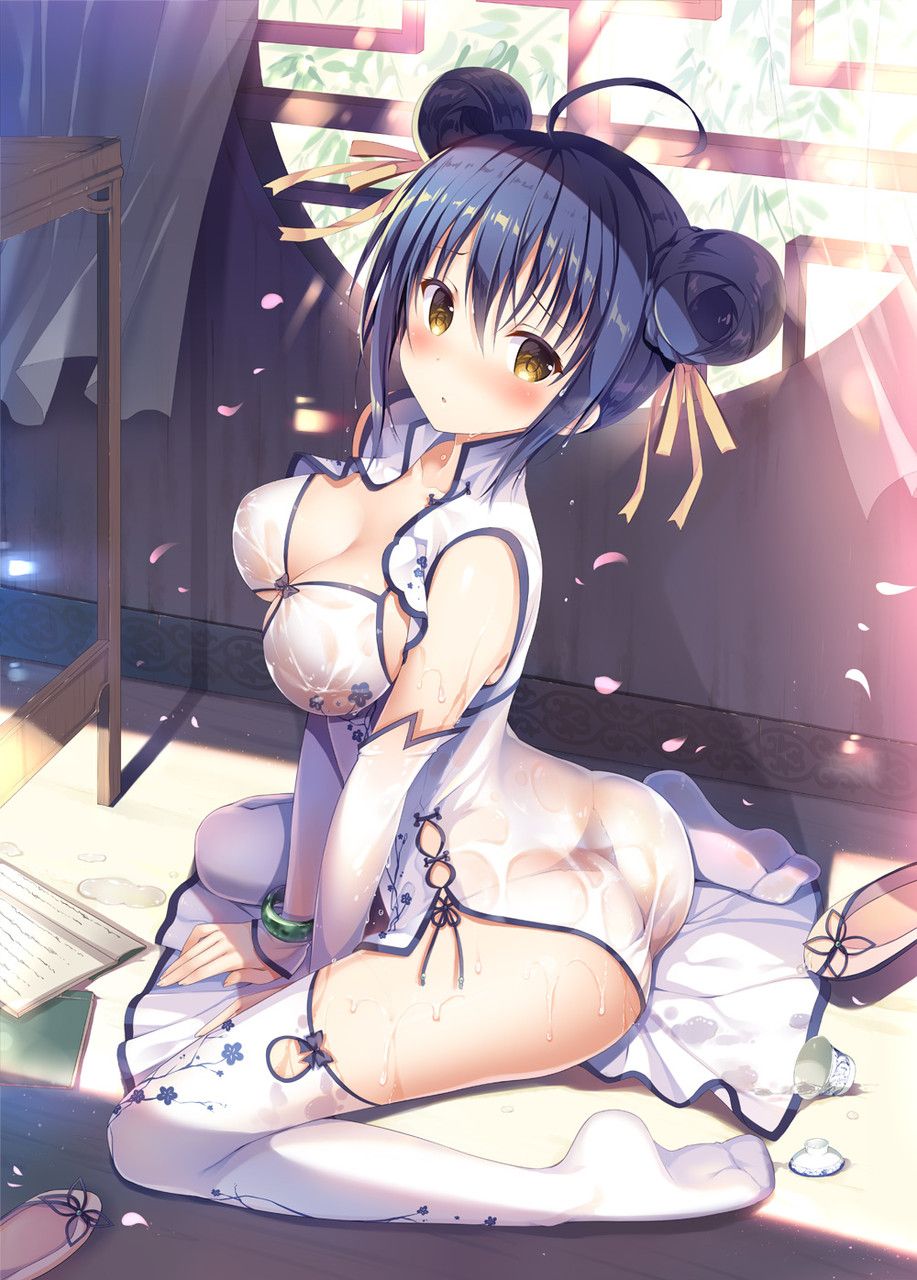 Erotic image of a girl wearing a china dress with a slit 10