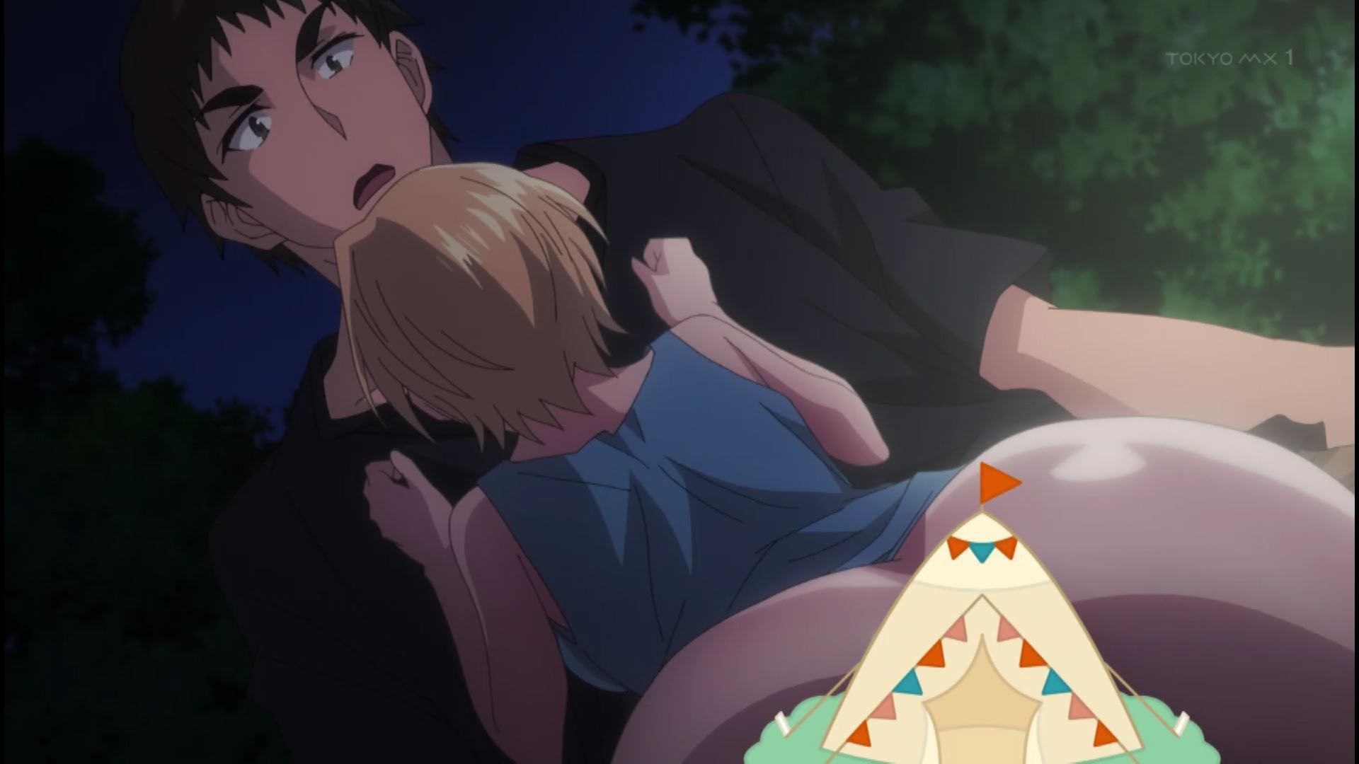 outdoors in episode 7 of the anime "Harem Kyampu!" And go straight to the ecchi scene! 21
