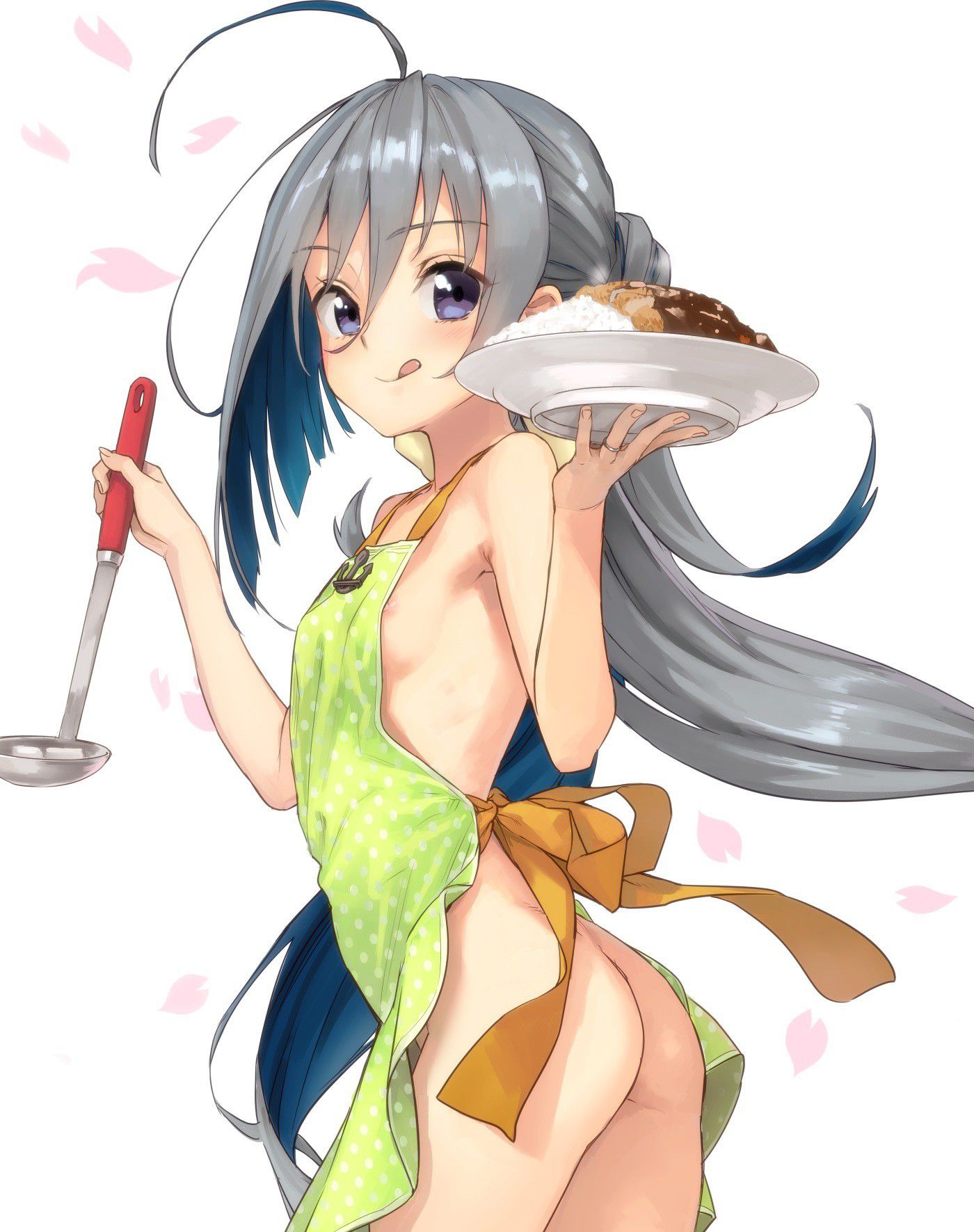 Secondary erotic images that are far from gohan to a wife in a naked apron 43