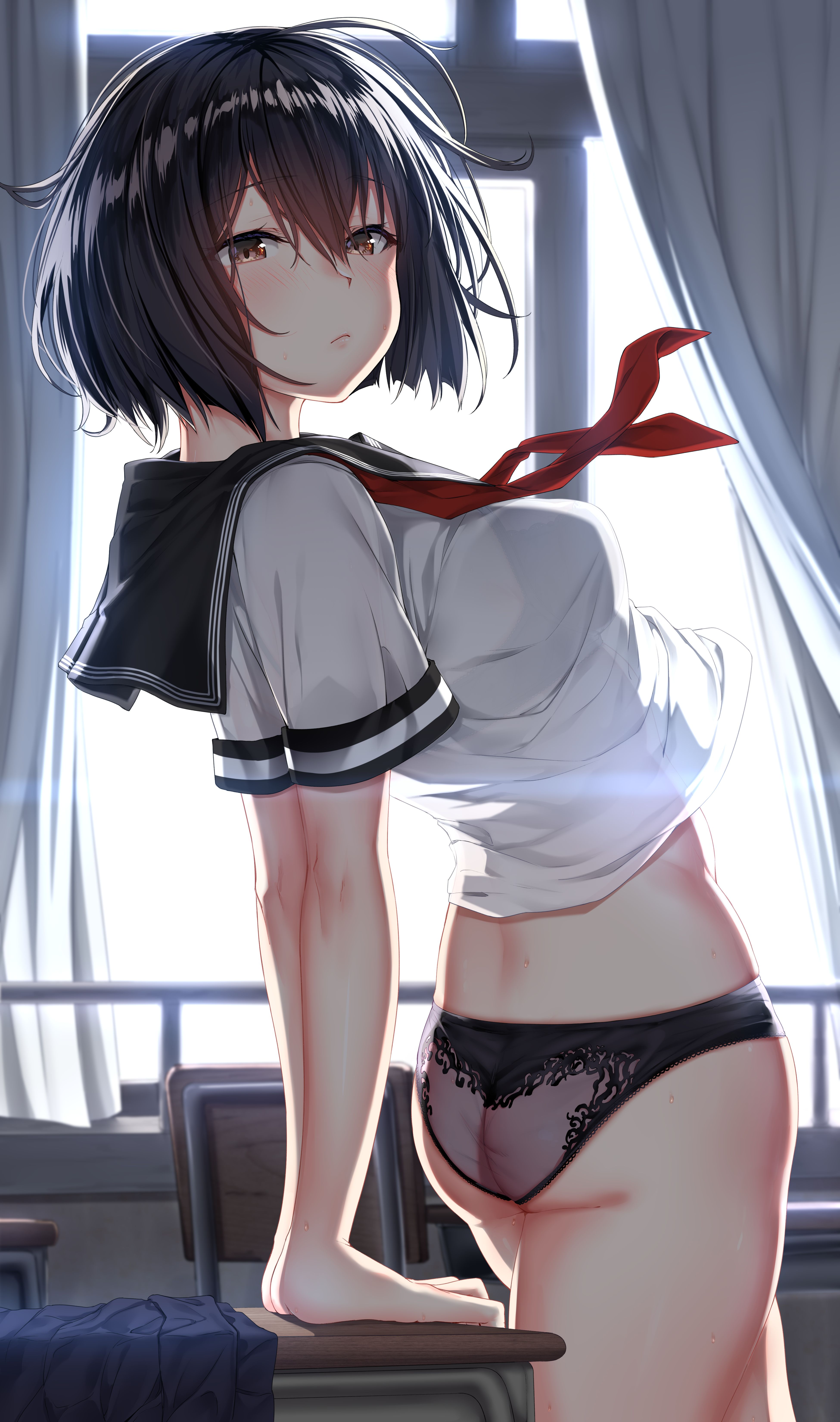 Erotic anime summary Erotic image collection of beautiful girls and beautiful girls with full pants because there is no skirt [50 pieces] 29